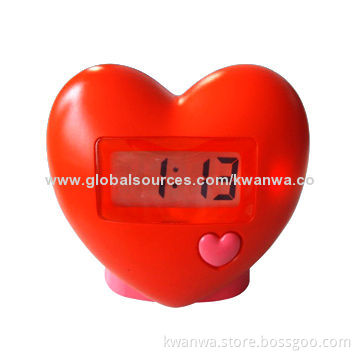 2014 China Latest Novelty Design Digital Table Alarm Clock in Heart Shape, Backlight Function